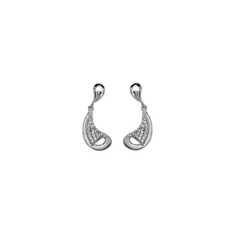ORECCHINI PENDENTE IN ARGENTO RODIATO ORO BIANCO 18 KT CON ZIRCONI