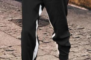 PANTALONE ALLA MODA CON RIGA SUI LATI, ELASTICIZZATE IN VITA  FRIEDA, NERO
