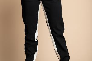 PANTALONE ALLA MODA CON RIGA SUI LATI, ELASTICIZZATE IN VITA  FRIEDA, NERO