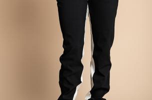 PANTALONE ALLA MODA CON RIGA SUI LATI, ELASTICIZZATE IN VITA  FRIEDA, NERO