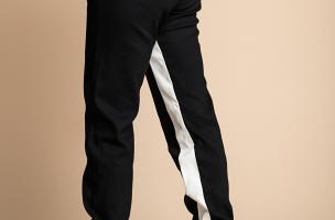 PANTALONE ALLA MODA CON RIGA SUI LATI, ELASTICIZZATE IN VITA  FRIEDA, NERO