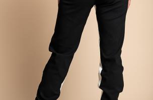 PANTALONE ALLA MODA CON RIGA SUI LATI, ELASTICIZZATE IN VITA  FRIEDA, NERO