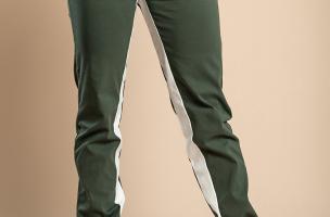 PANTALONE ALLA MODA CON RIGA SUI LATI, ELASTICIZZATE IN VITA  FRIEDA, VERDE