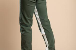 PANTALONE ALLA MODA CON RIGA SUI LATI, ELASTICIZZATE IN VITA  FRIEDA, VERDE