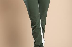 PANTALONE ALLA MODA CON RIGA SUI LATI, ELASTICIZZATE IN VITA  FRIEDA, VERDE