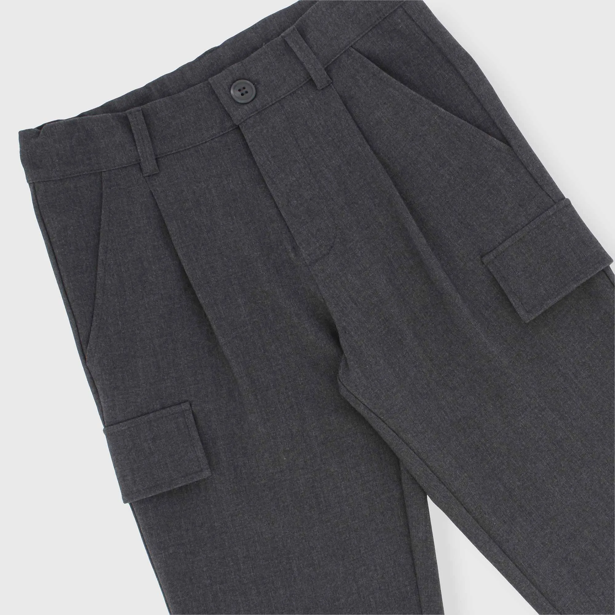 Pantalone effetto lana da bambino, GRIGIO            