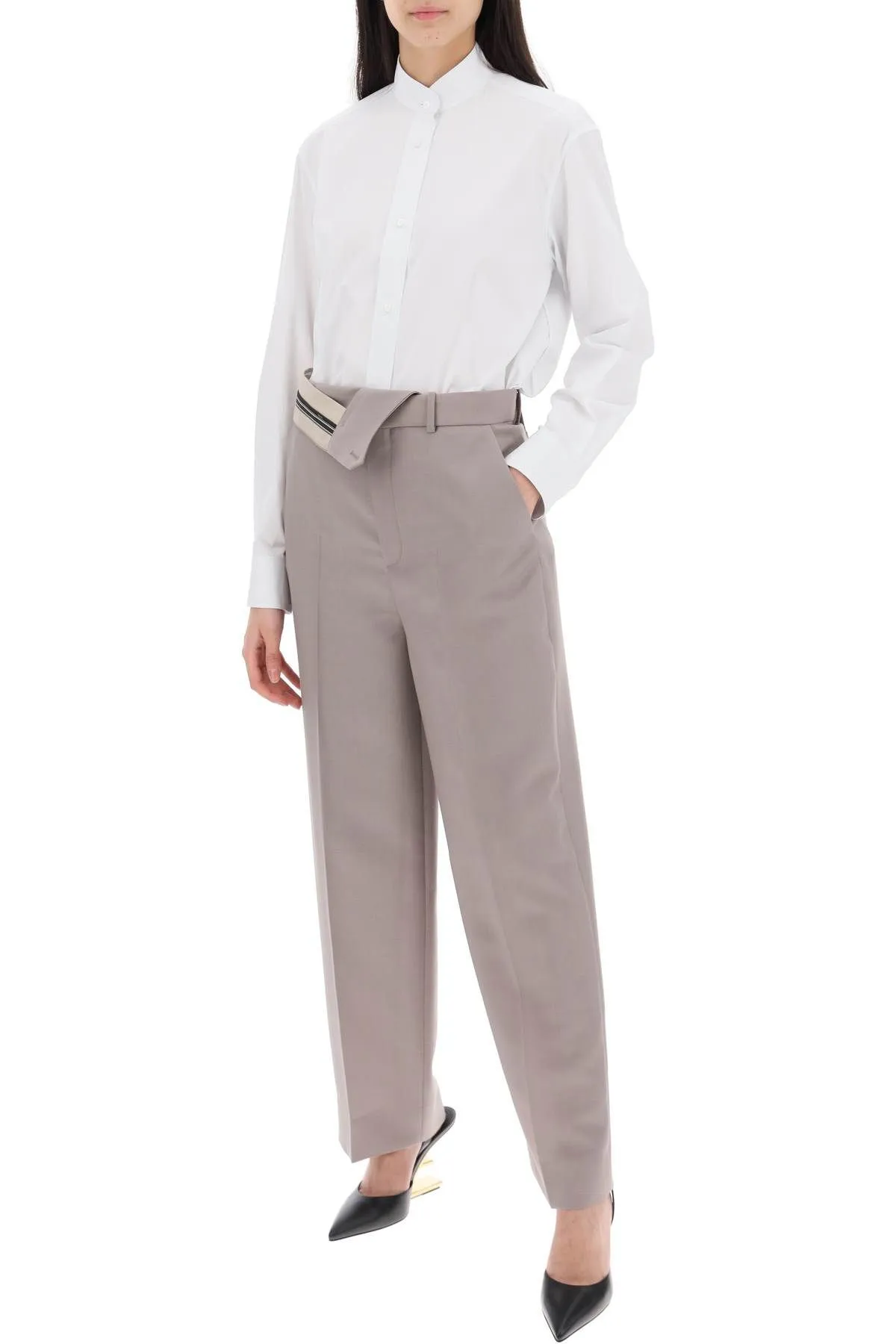 Pantaloni carrot fit in kid mohair