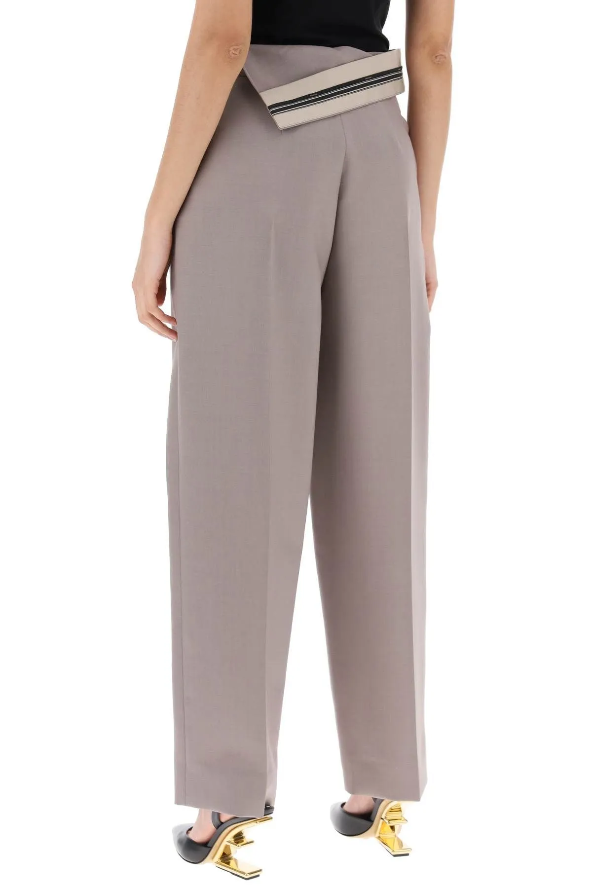 Pantaloni carrot fit in kid mohair