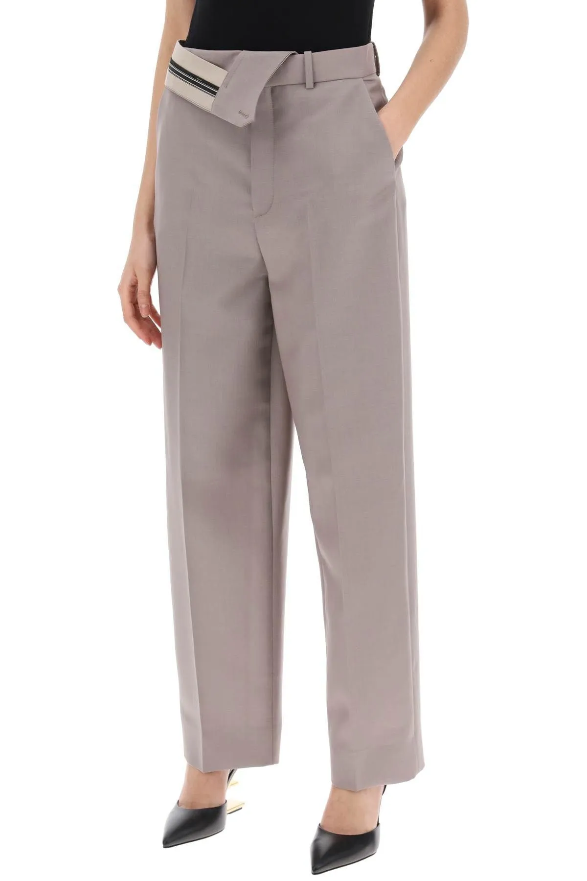 Pantaloni carrot fit in kid mohair