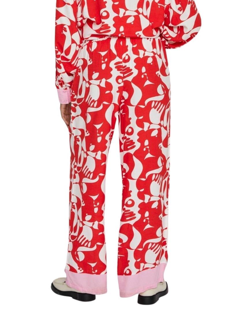 Pantaloni Vila Kikki Mat Rosso per Donna