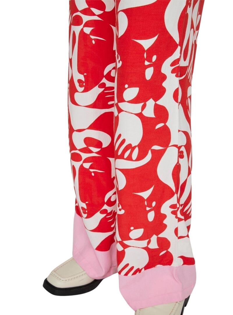 Pantaloni Vila Kikki Mat Rosso per Donna