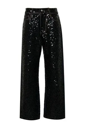 PAROSH Abbigliamento,Jeans Jeans Guff Paillettes Nero 