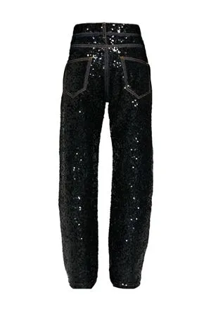 PAROSH Abbigliamento,Jeans Jeans Guff Paillettes Nero 