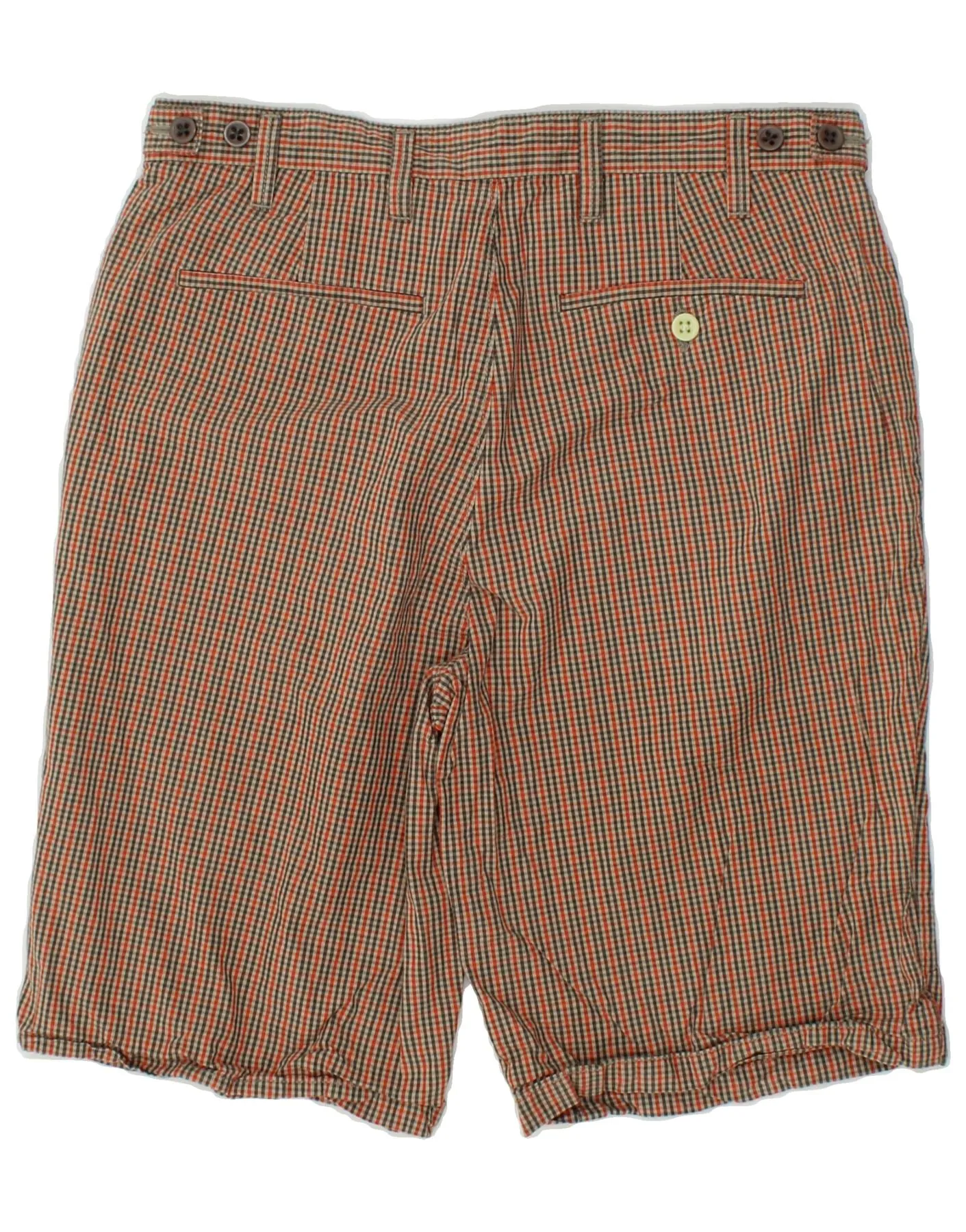 PENGUIN Mens Chino Shorts W31 Medium Red Check Cotton
