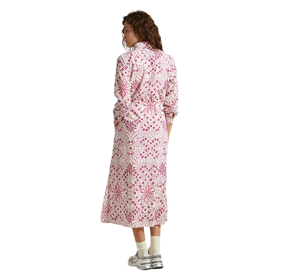 Pepe Jeans women's midi dress with geometric print Paz PL953515 808 white