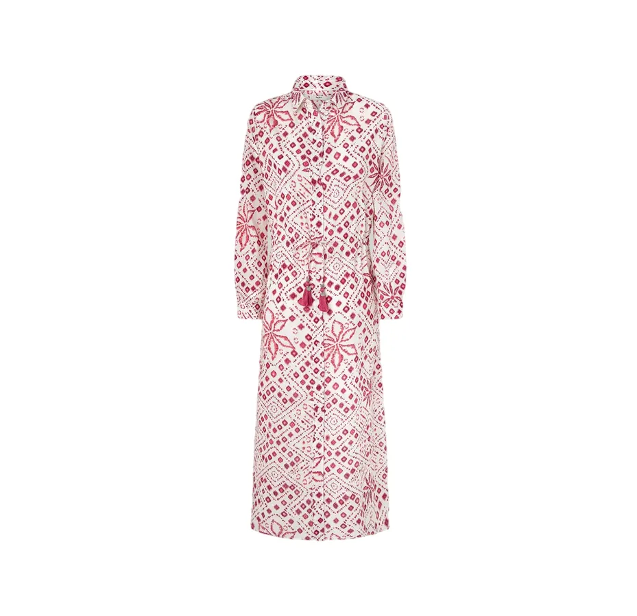 Pepe Jeans women's midi dress with geometric print Paz PL953515 808 white