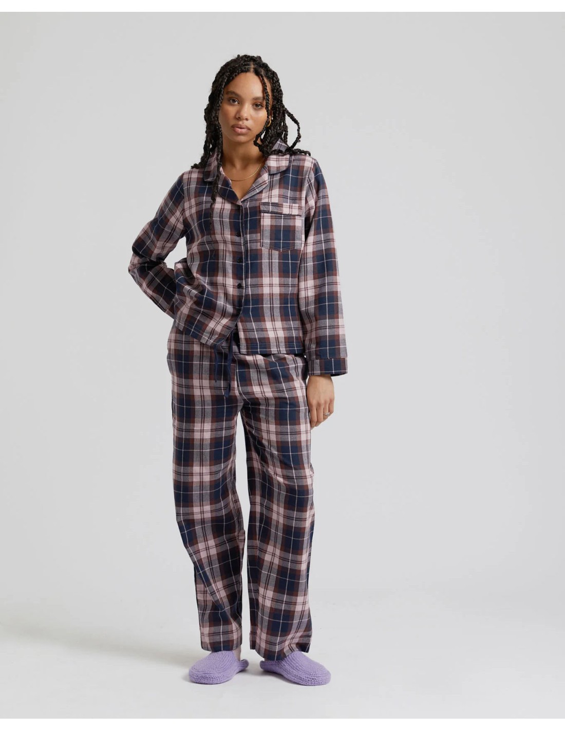 PIGIAMA DONNA IN FLANELLA DI COTONE BIO "JIMJAM"