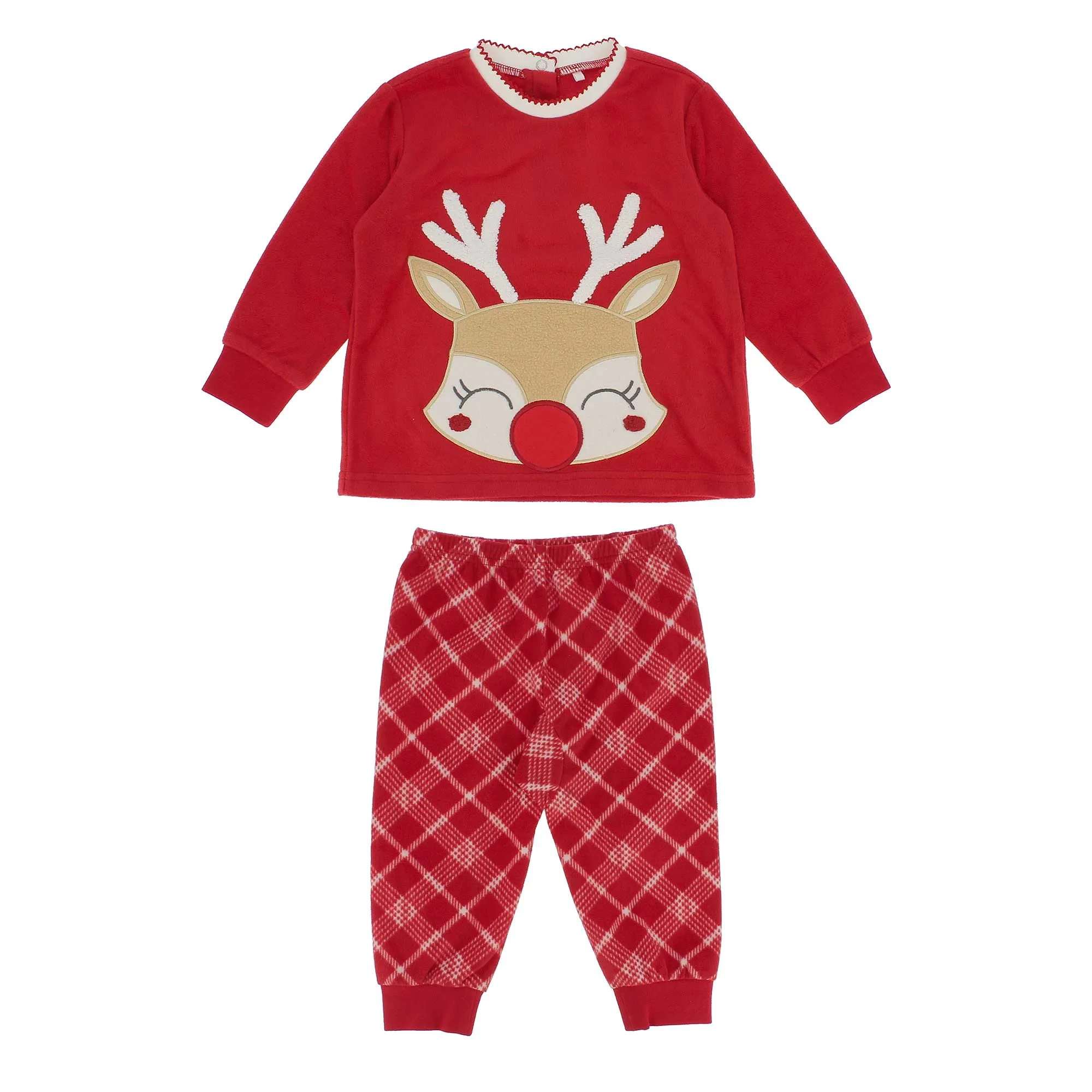 Pigiama in pile da bambina, rosso            