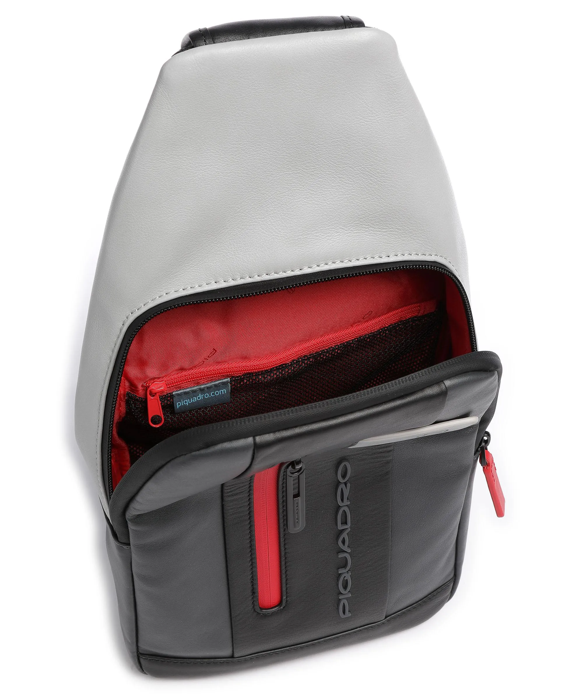  Piquadro Urban Borsa sling pelle di vacchetta grana nero/grigio  