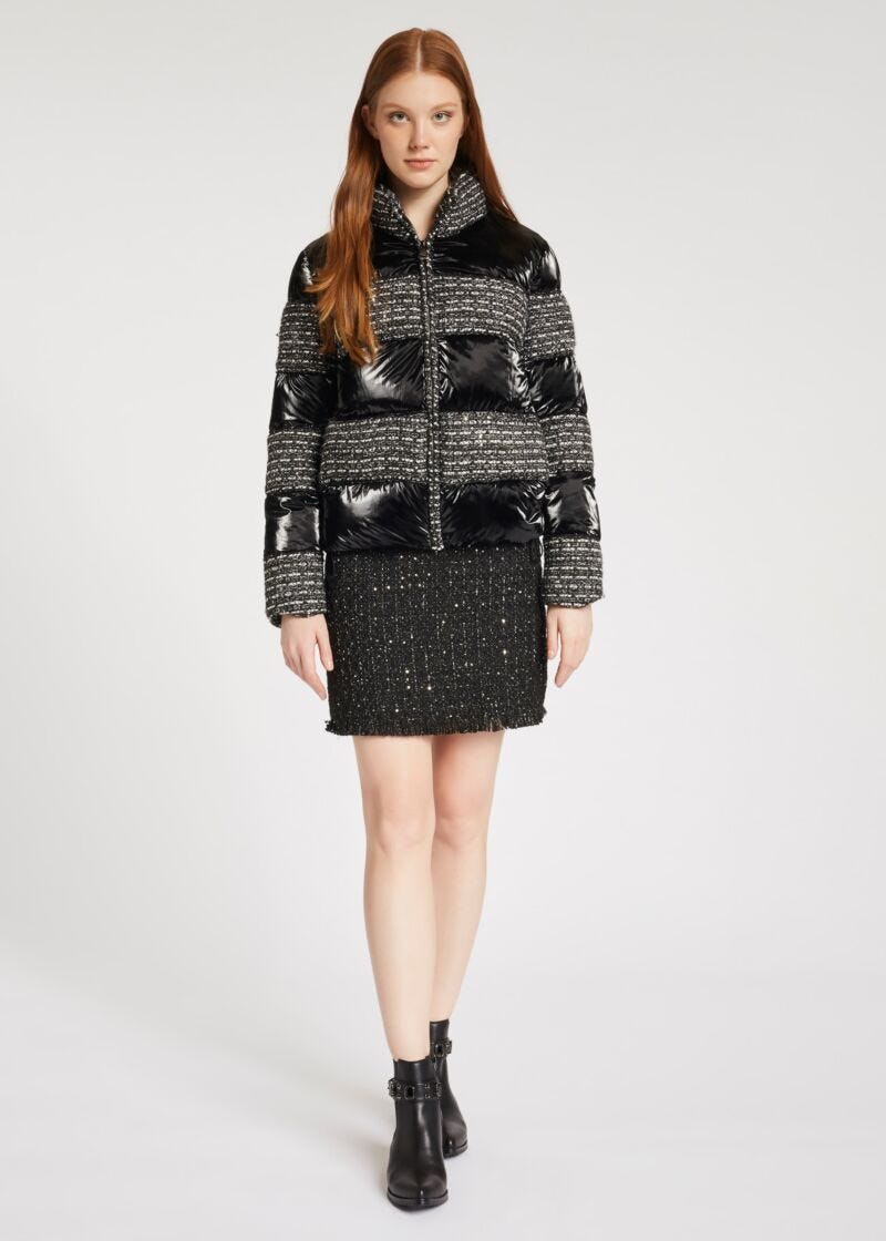 Piumino con dettagli tweed