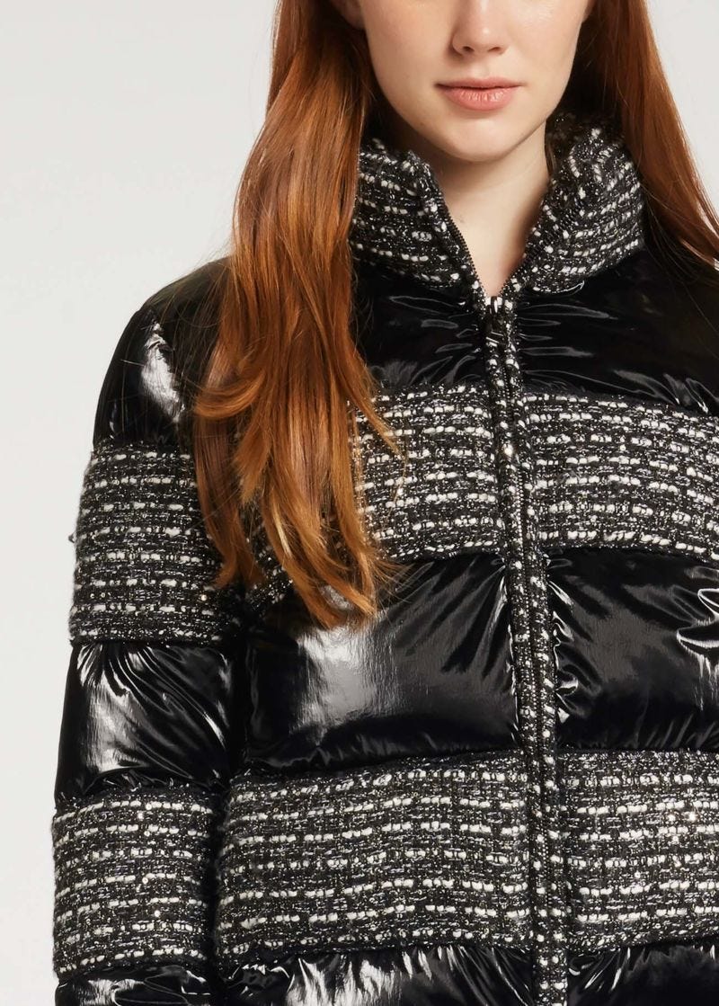 Piumino con dettagli tweed