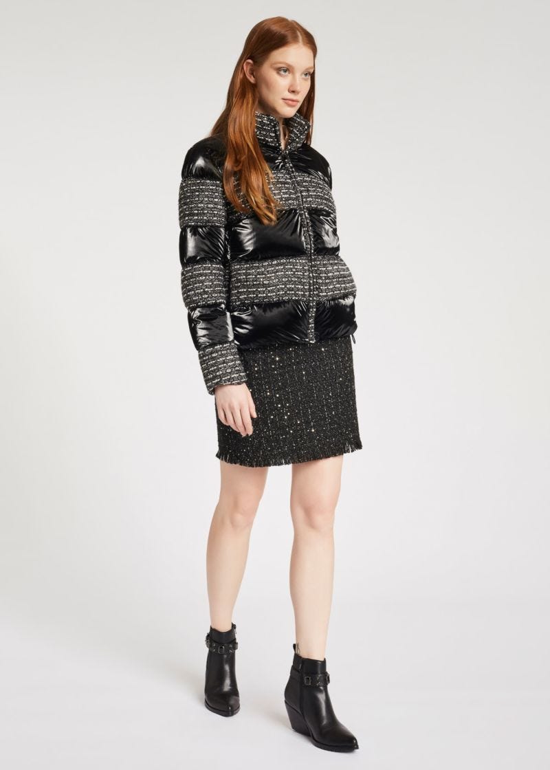 Piumino con dettagli tweed