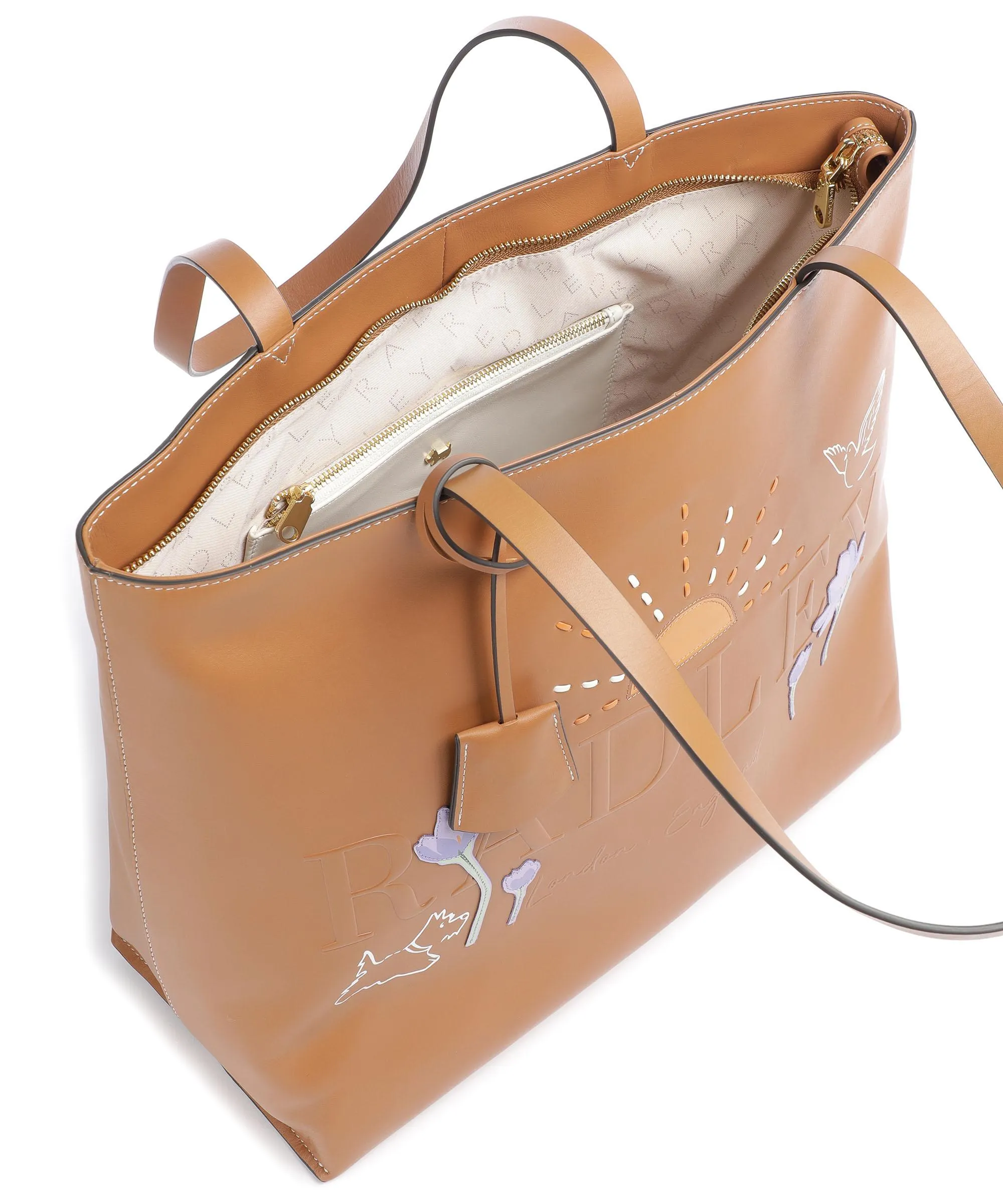  Radley London Museum Street Spring Bulbs Borsa shopper pelle liscia marrone chiaro  