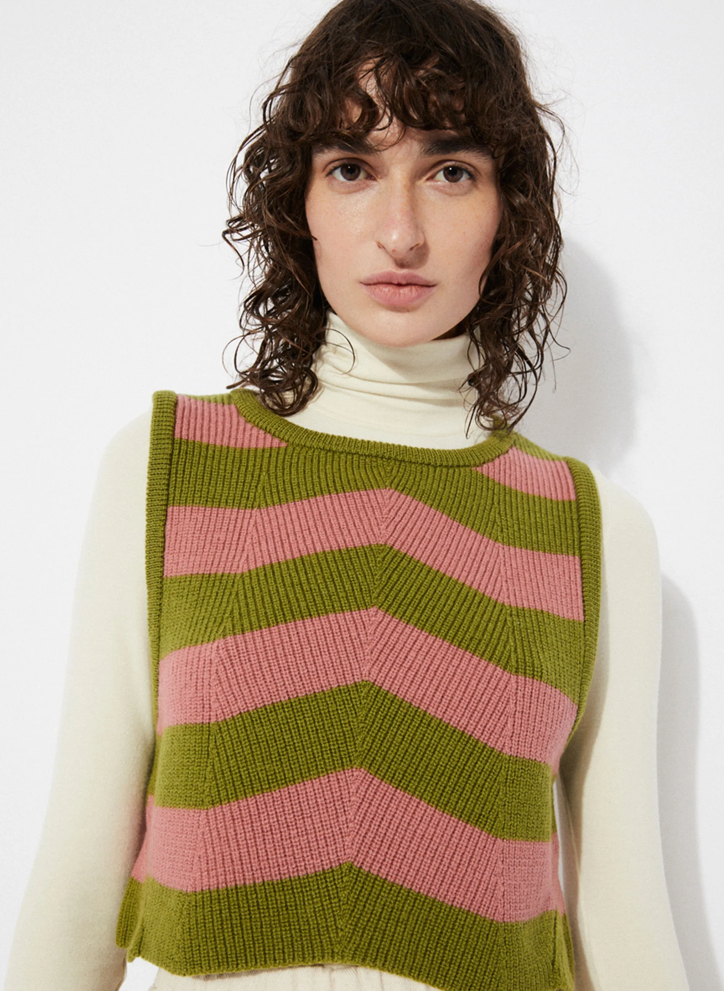  RITA ROW   ANNIE - Maglione senza maniche a righe in lana | Verde
