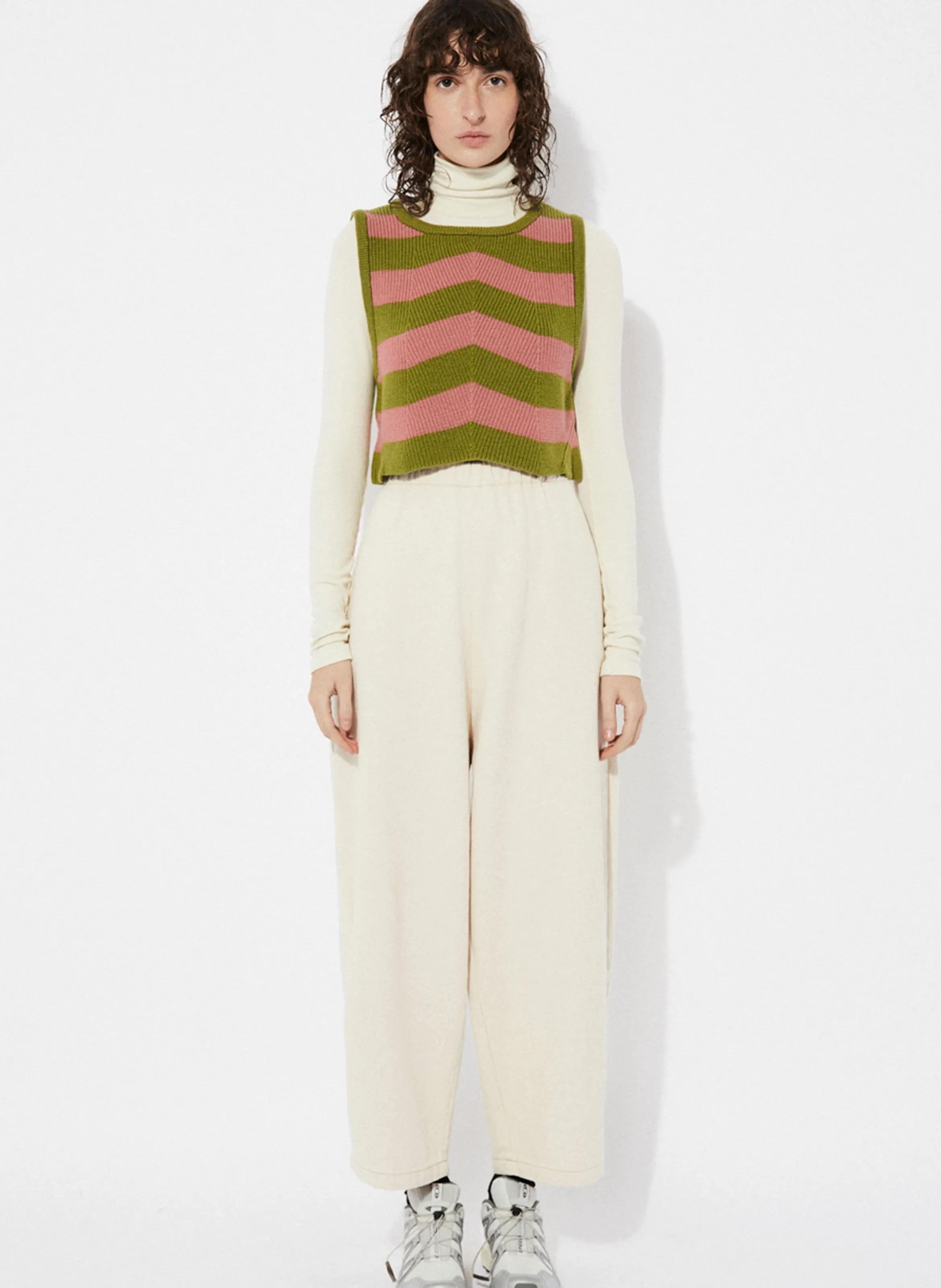  RITA ROW   ANNIE - Maglione senza maniche a righe in lana | Verde