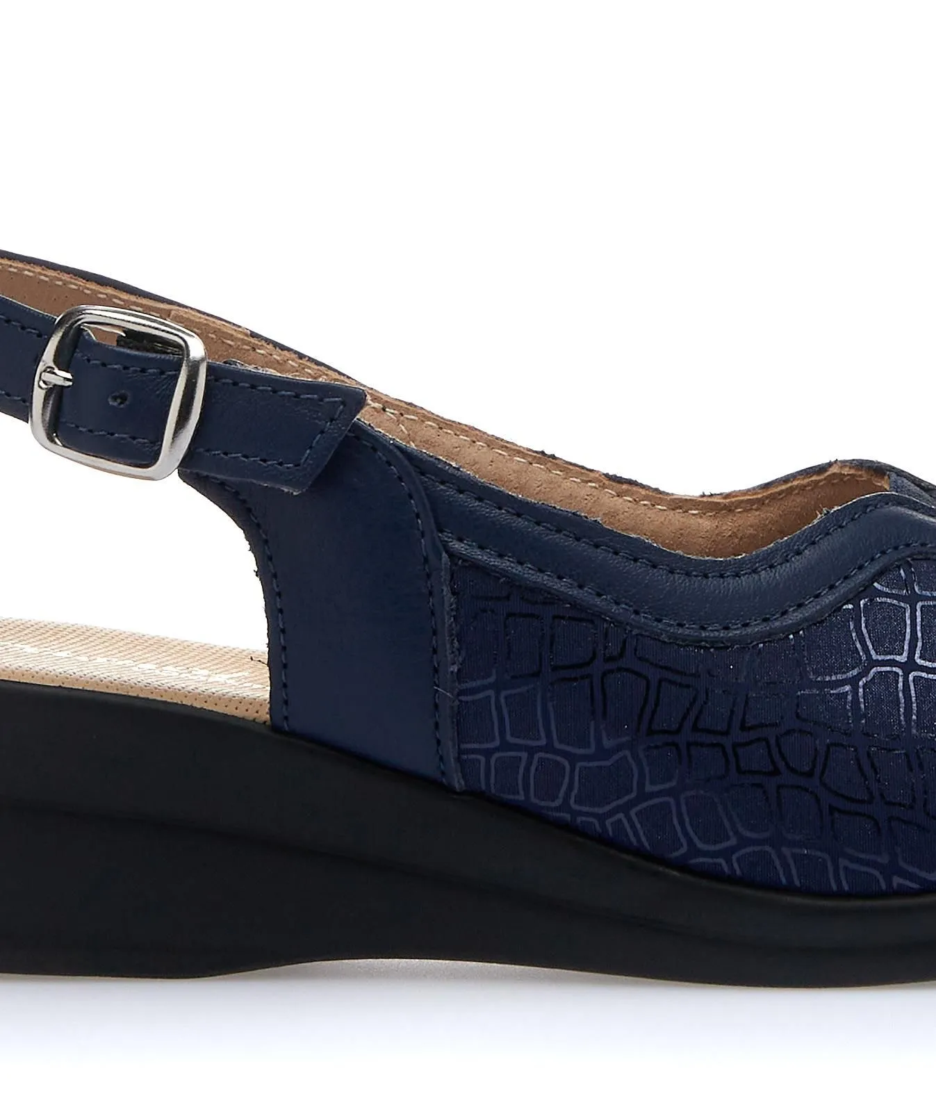 Sandali comfort blu con zeppa