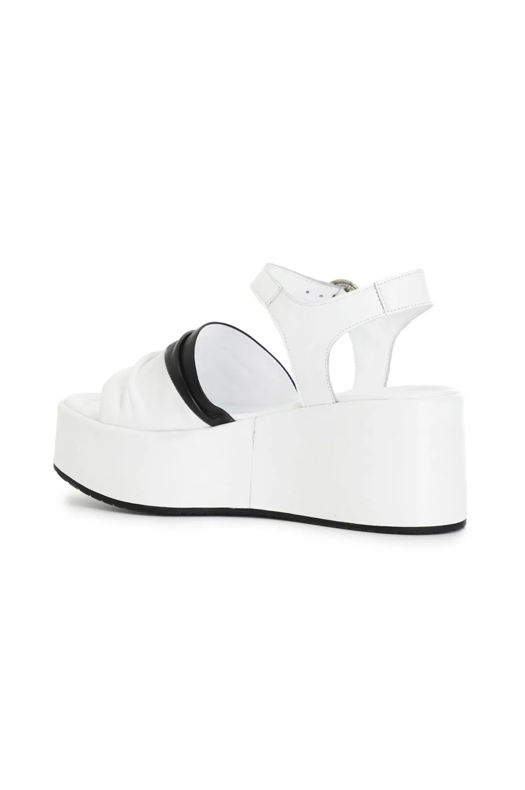 sandali gilda bicolore in pelle bianco/nero