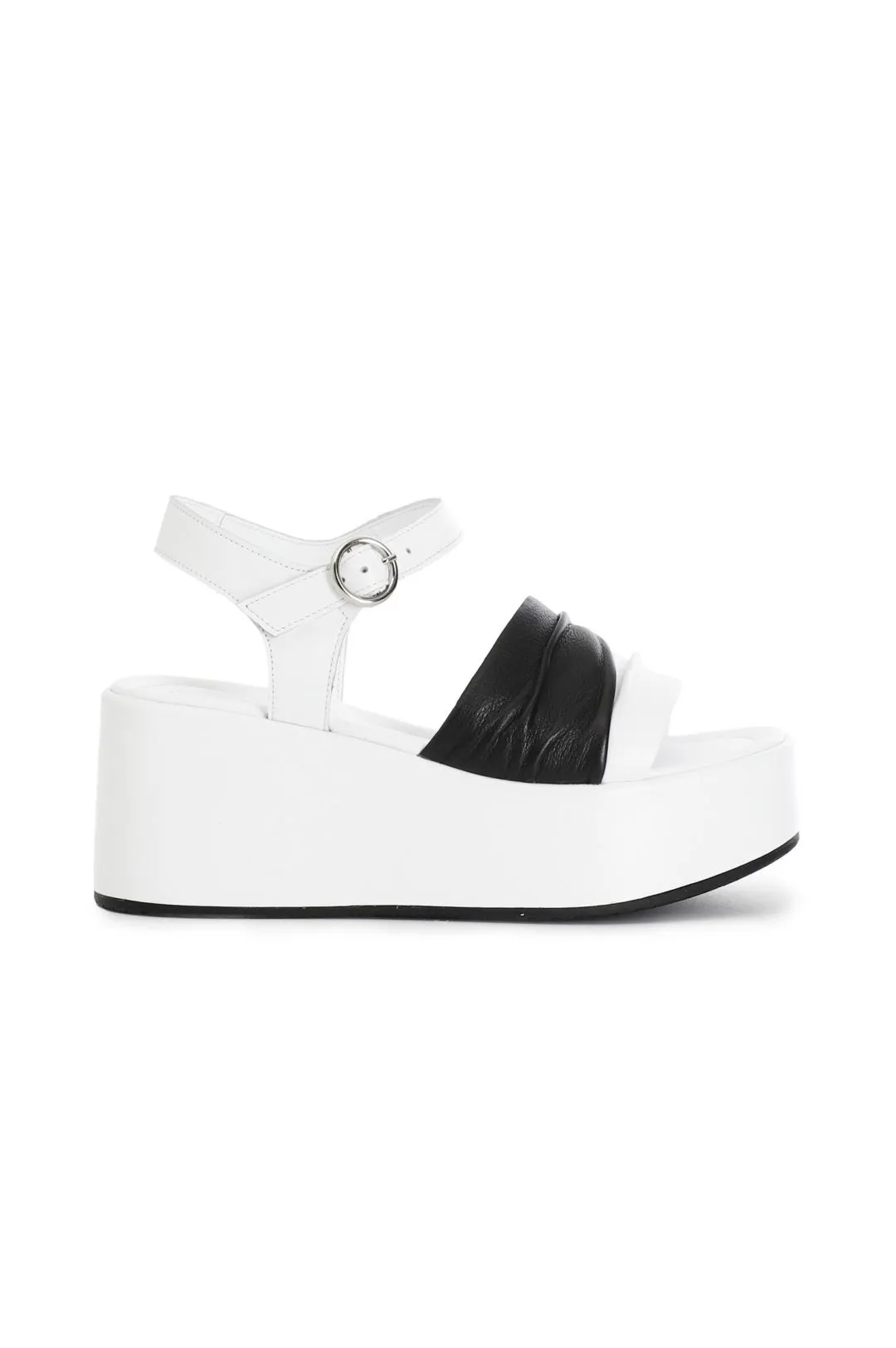 sandali gilda bicolore in pelle bianco/nero