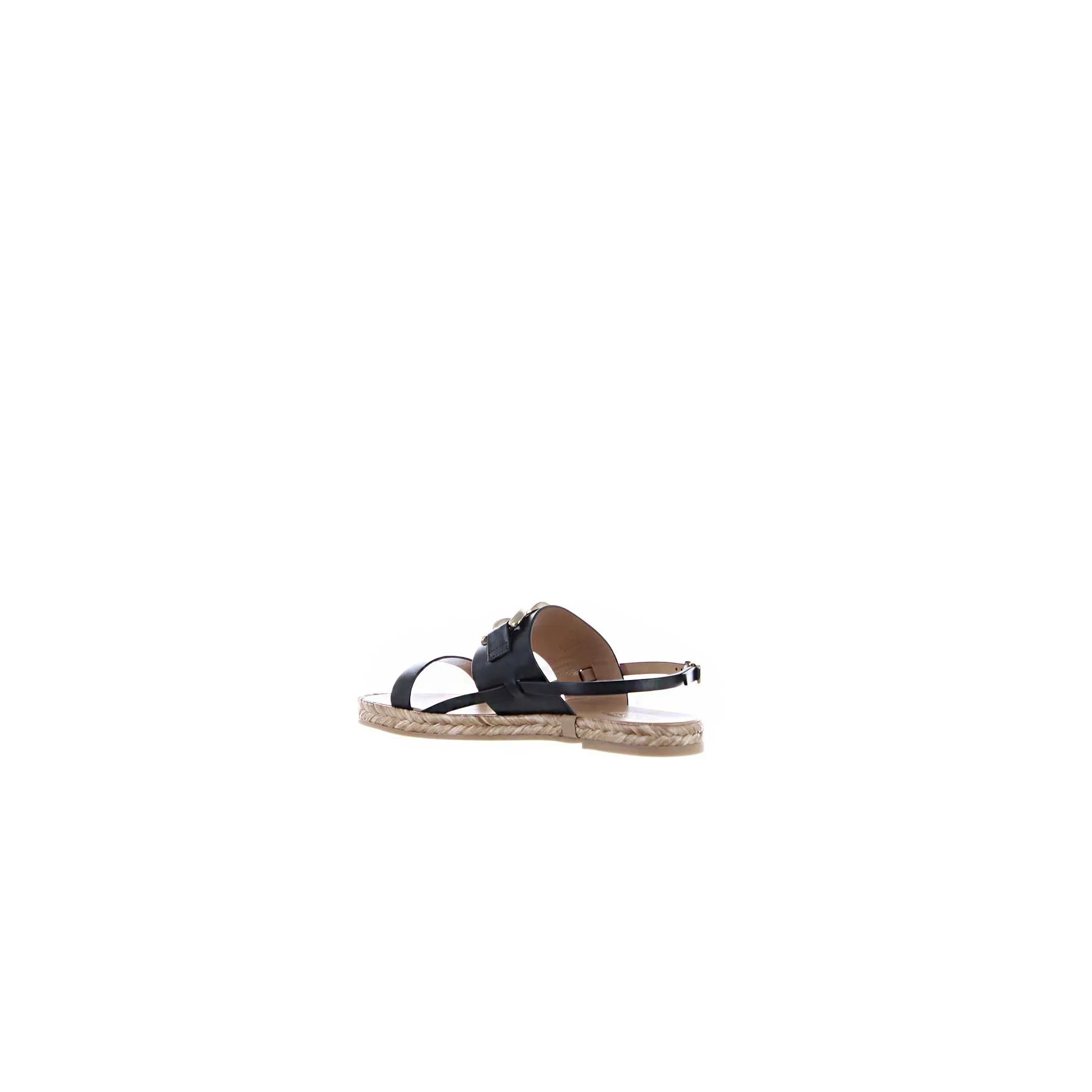 Sandalo in pelle con fondo in rafia