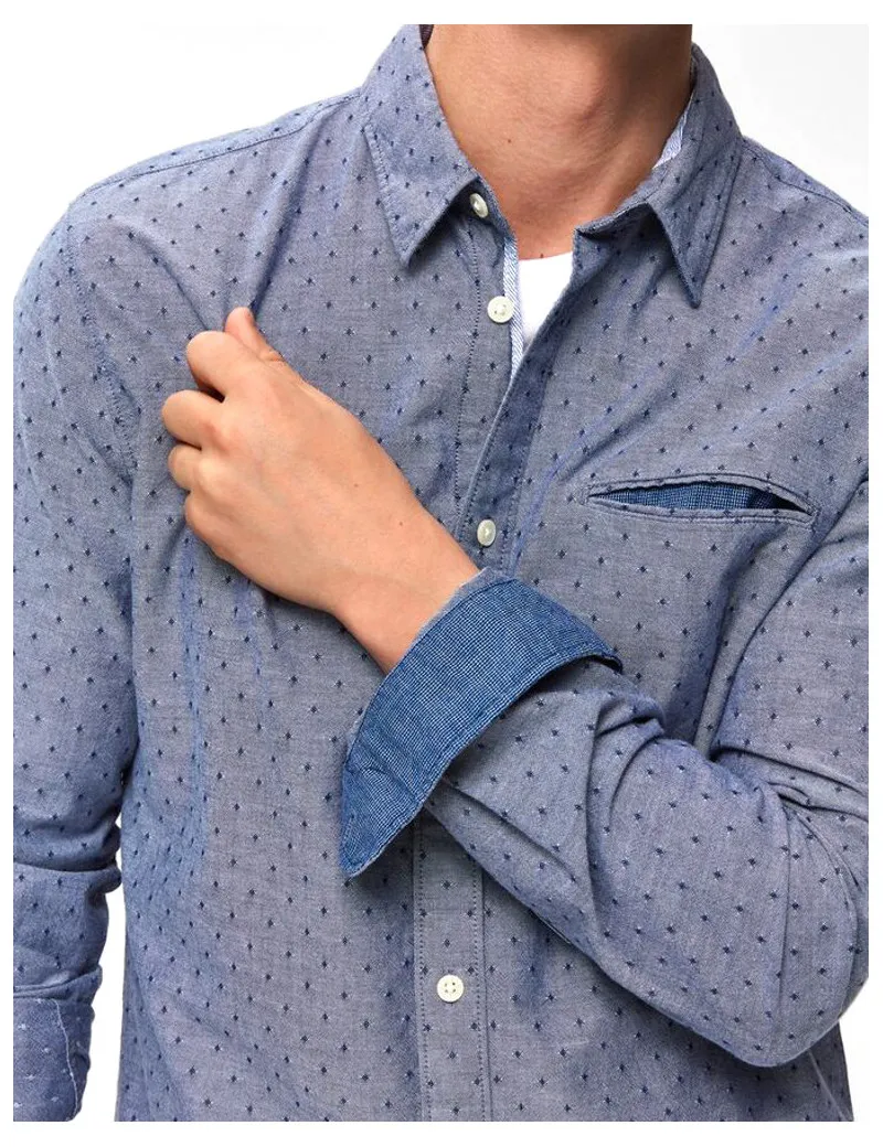 SELECTED camicia uomo grigia slim fit fantasia micro stampata