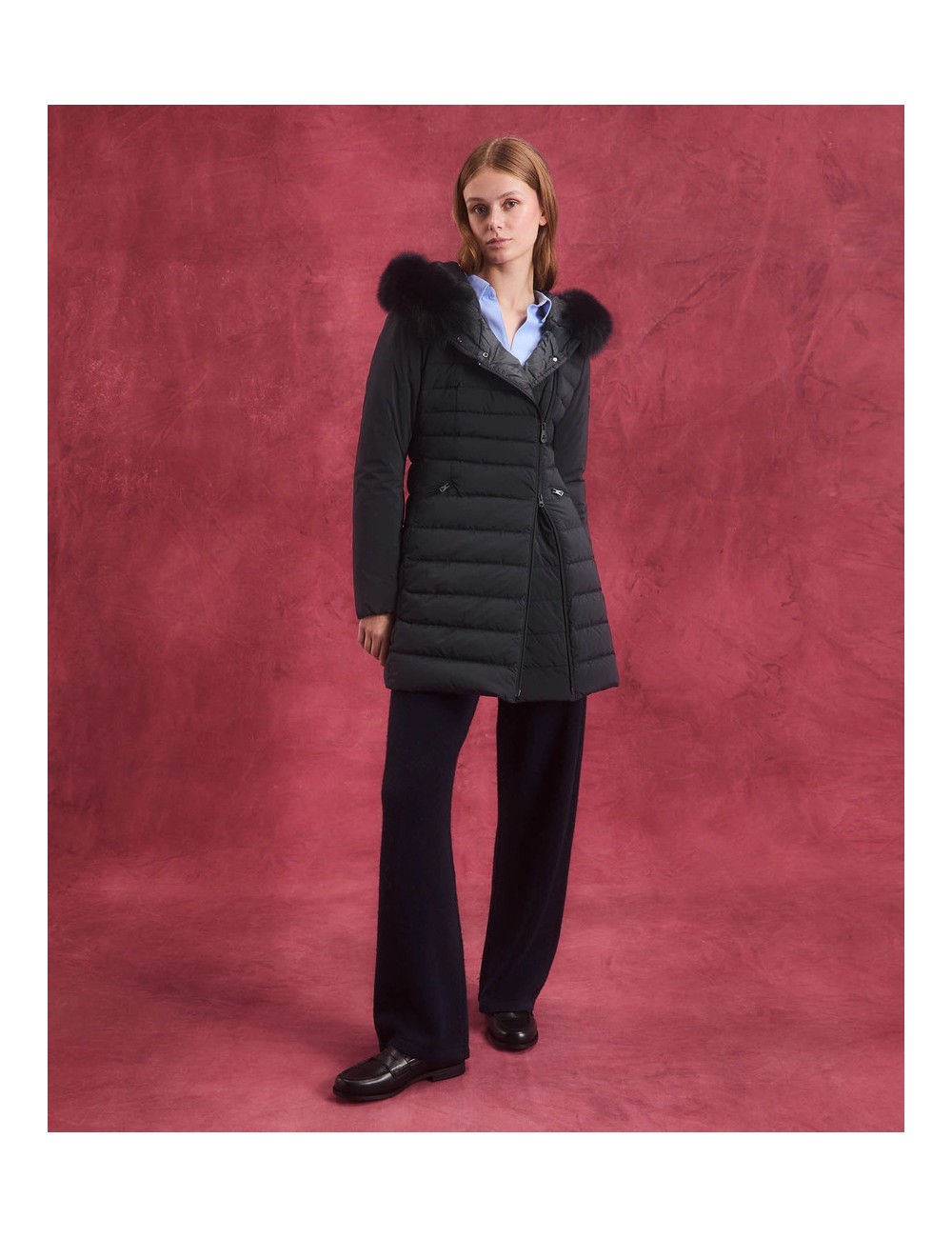 SERIOLA 808 PIUMINO LUNGO SLIM PEUTEREY DONNA PELLICCIA GIUBBOTTO GIUBBINO PARKA