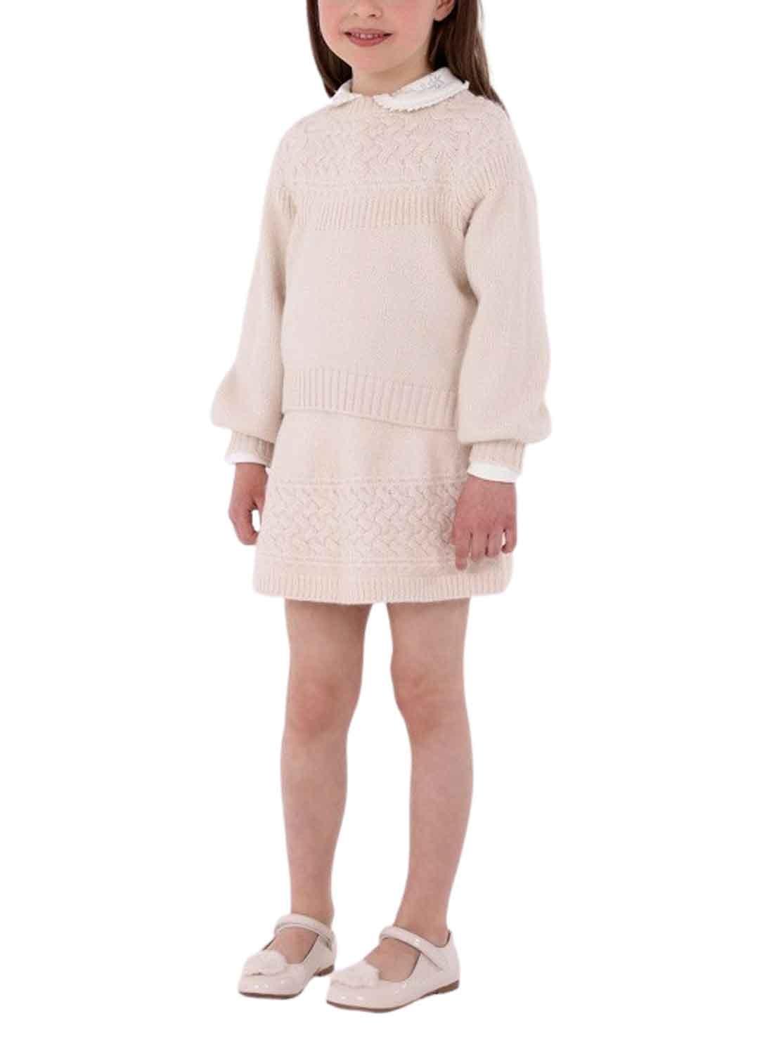 Set Mayoral Gonna Tricot Beige per Bambina
