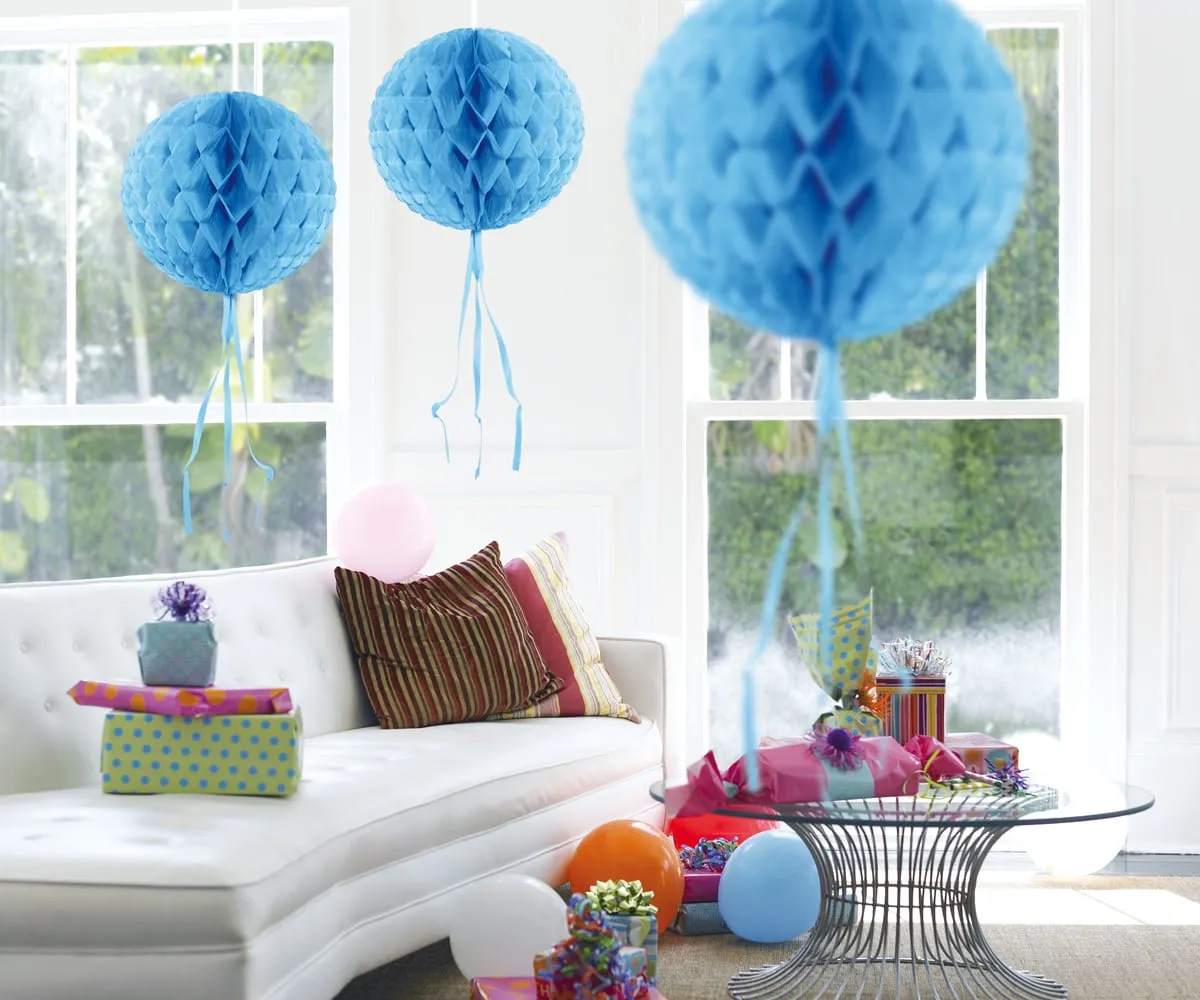 Sfera blu a nido d'ape 30 cm