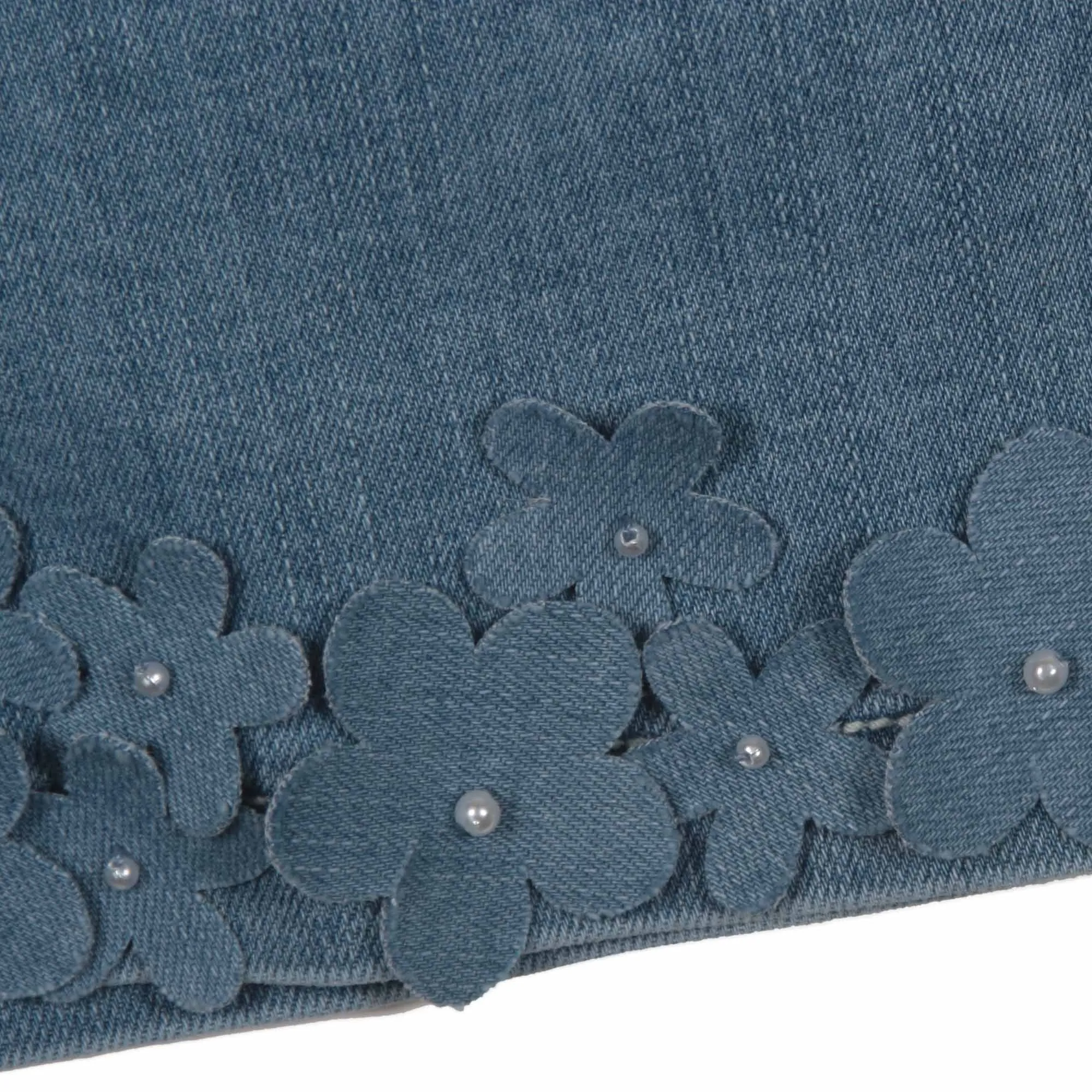 Shorts Bambina In Denim Con Fiori