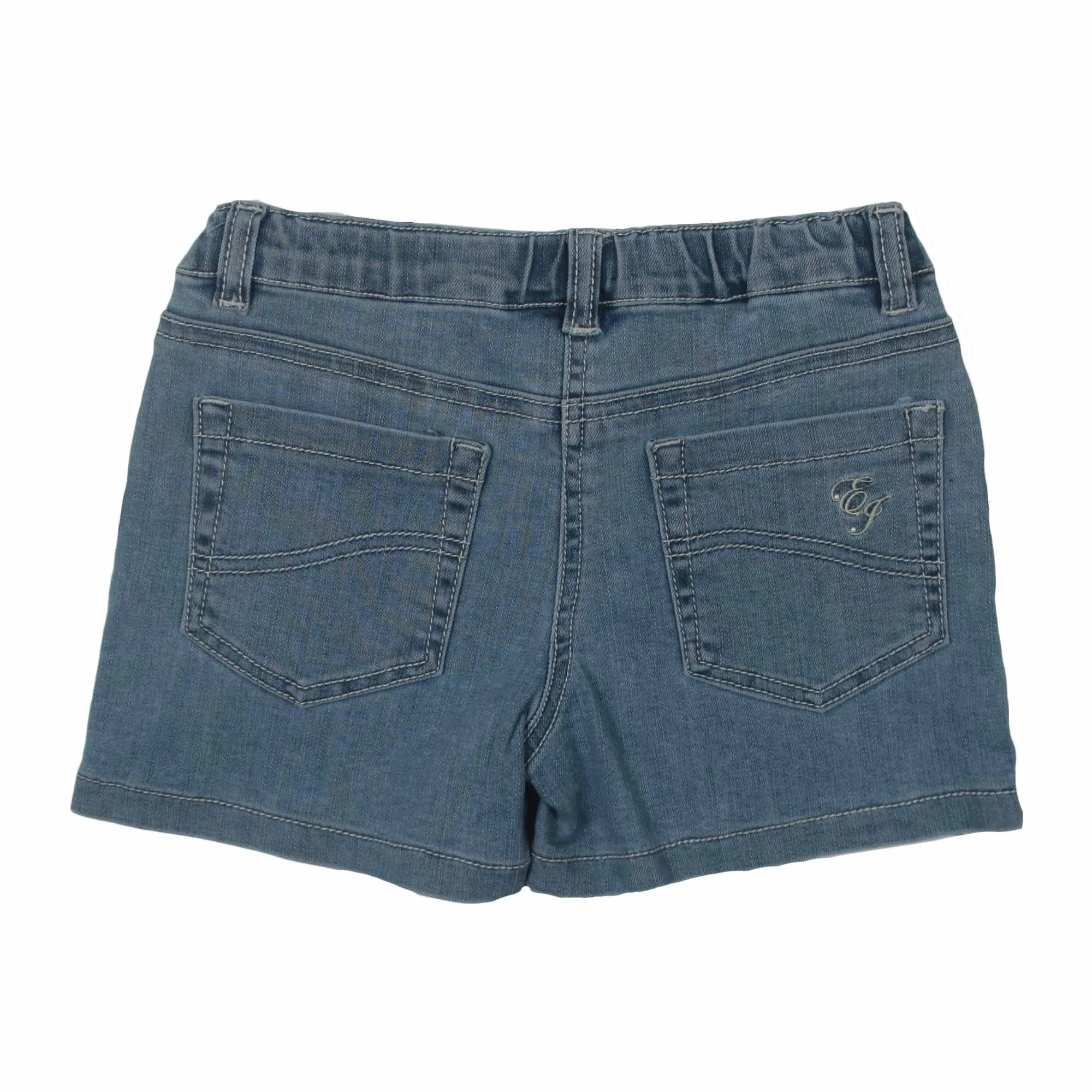 Shorts Bambina In Denim Con Fiori