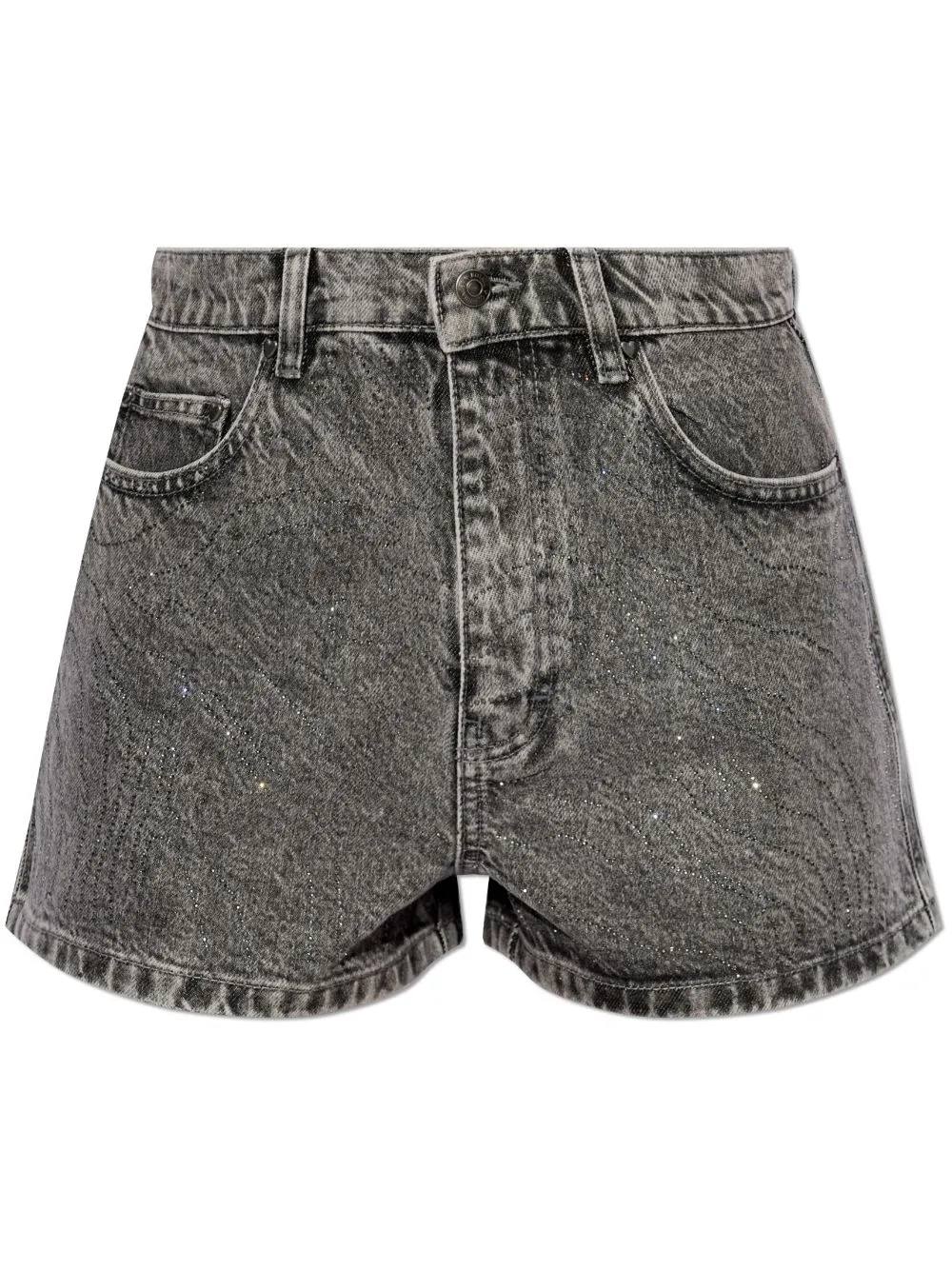 Shorts denim con lavaggio acido in nero - donna