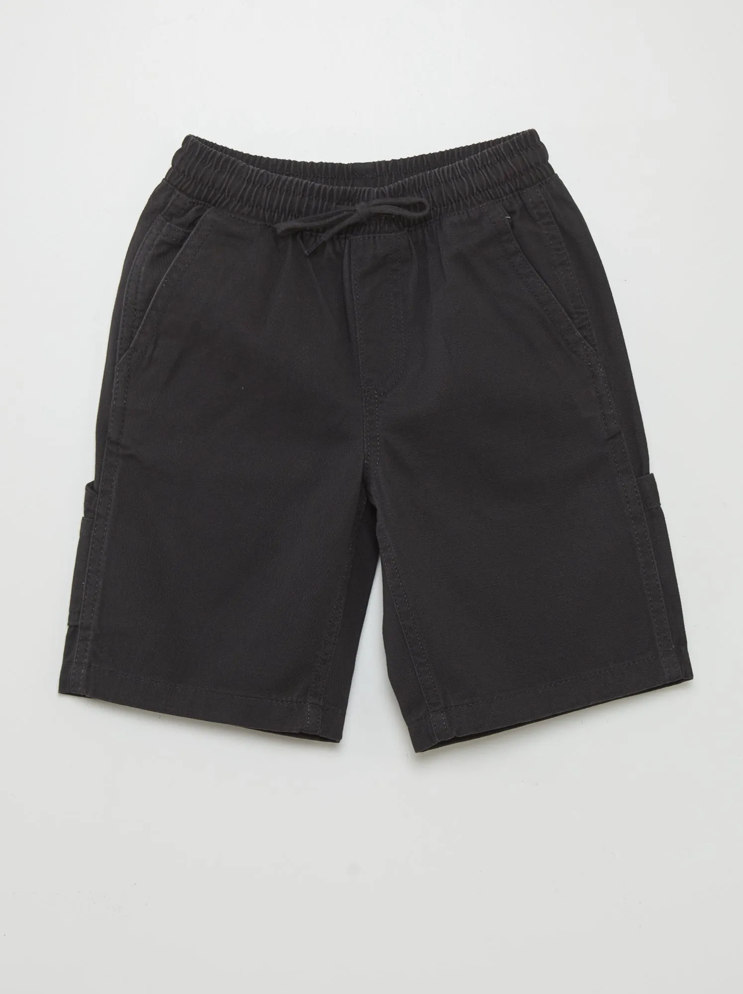 Shorts elasticizzati stile denim - NERO
