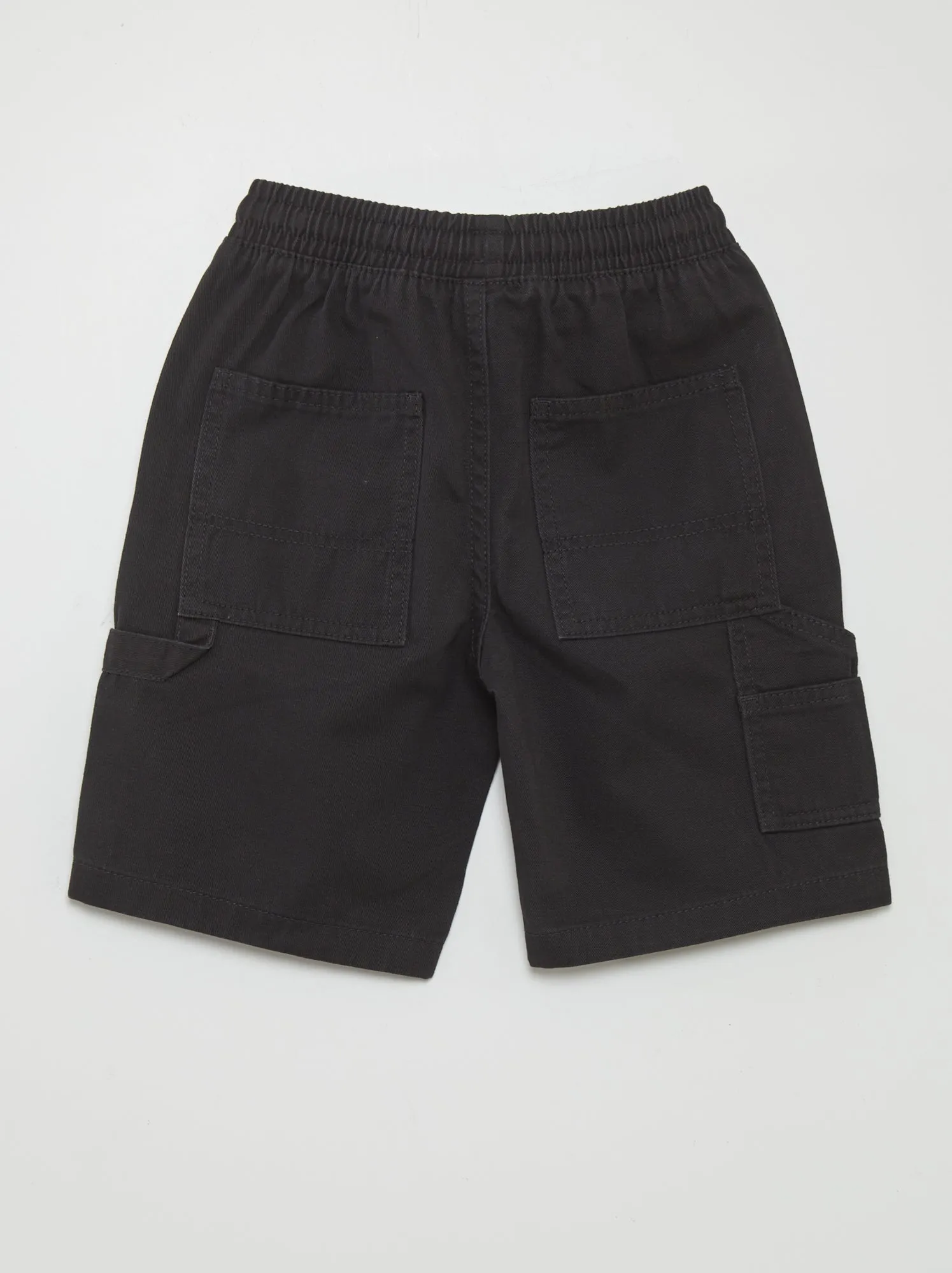 Shorts elasticizzati stile denim - NERO