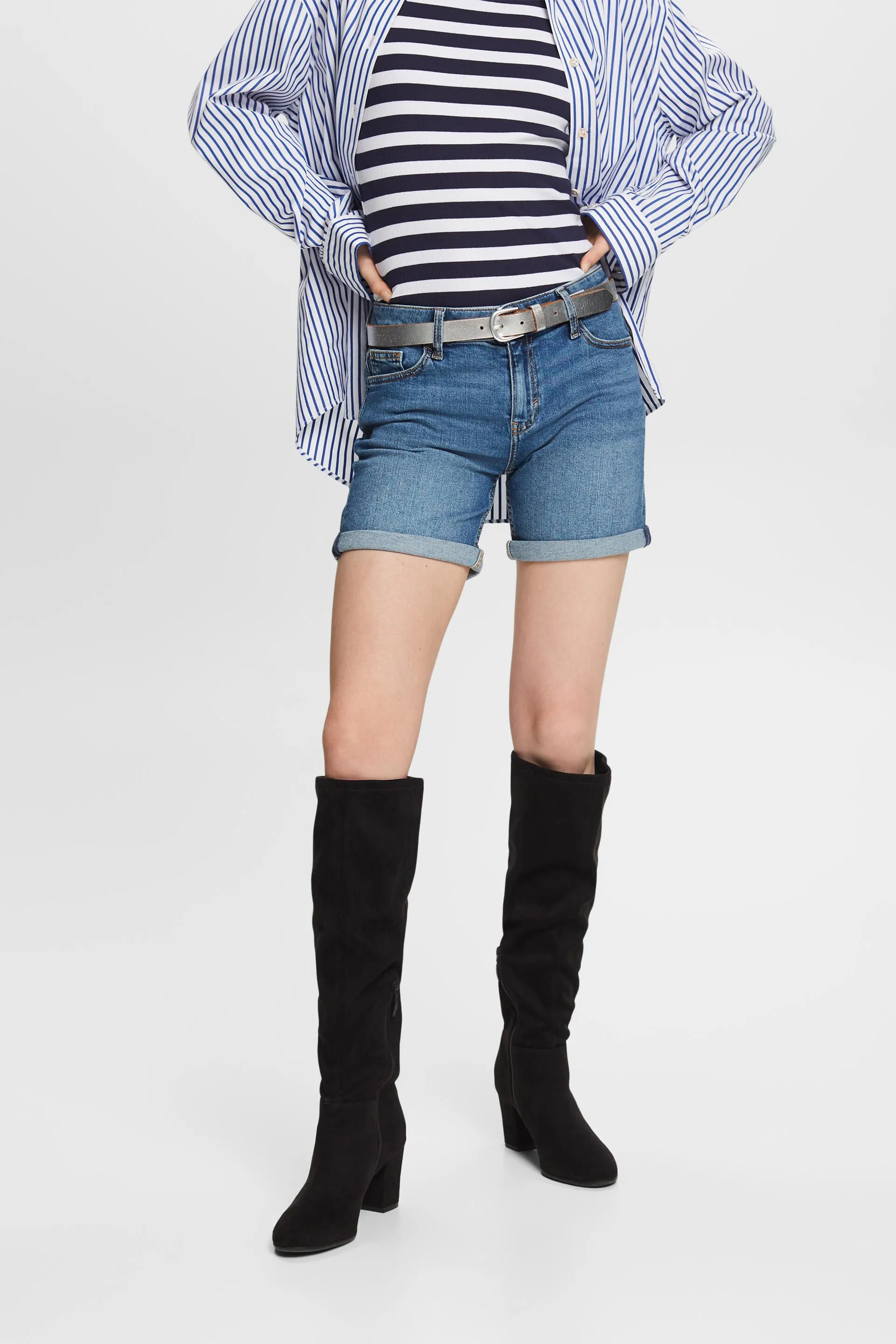 Shorts in denim a vita media