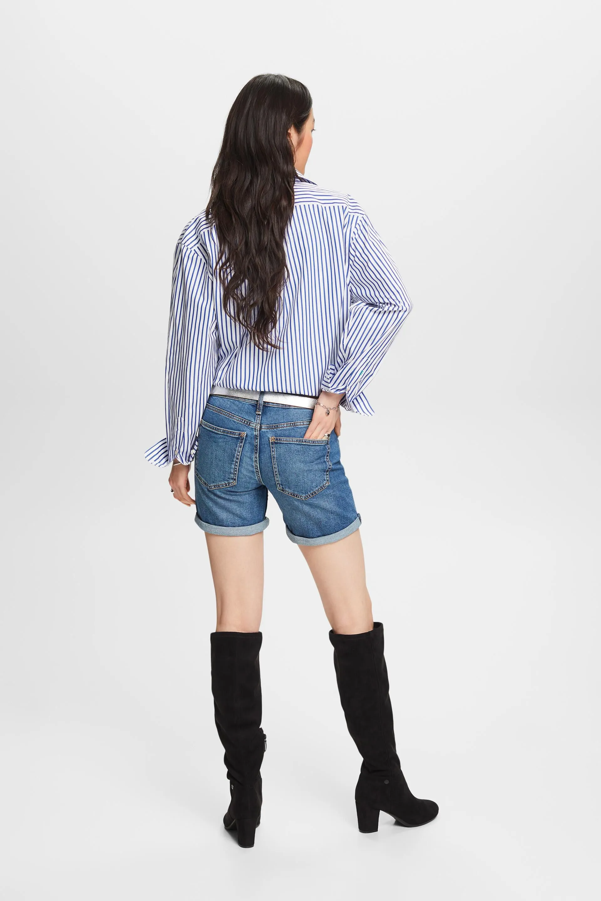 Shorts in denim a vita media