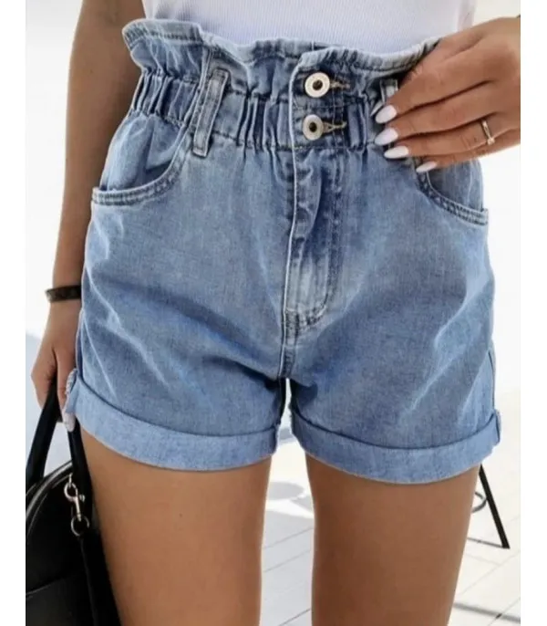 Shorts in denim caramella elastico