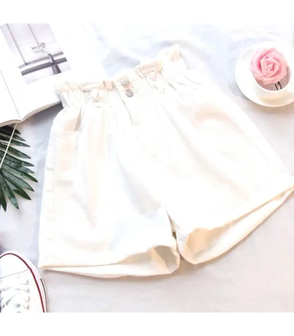 Shorts in denim caramella elastico