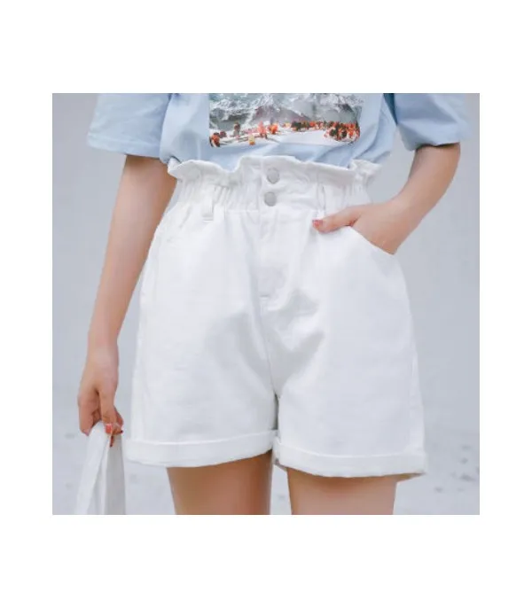 Shorts in denim caramella elastico