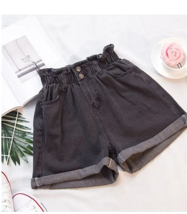 Shorts in denim caramella elastico