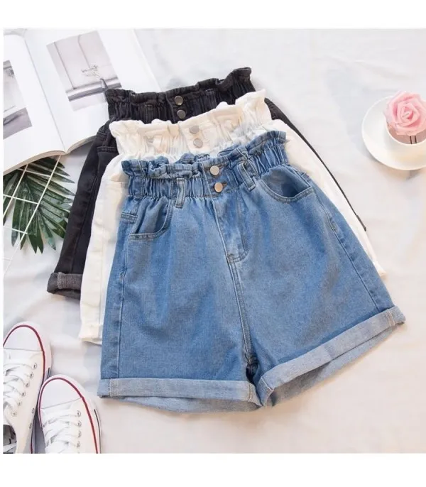 Shorts in denim caramella elastico