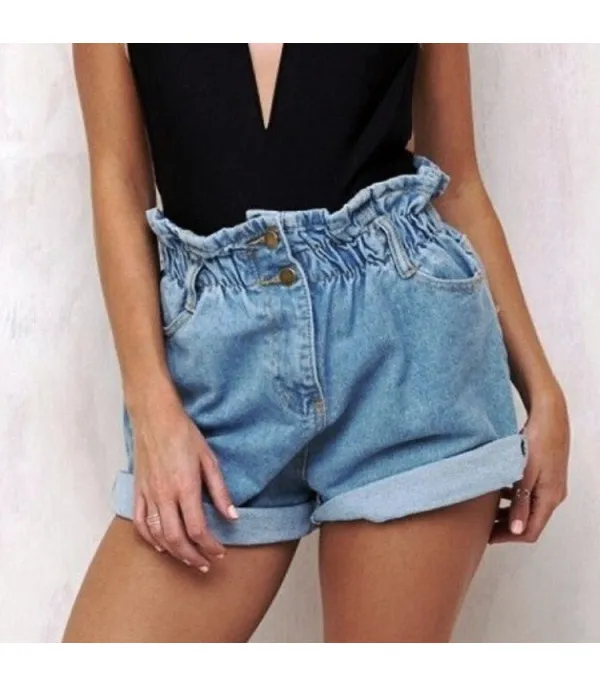 Shorts in denim caramella elastico